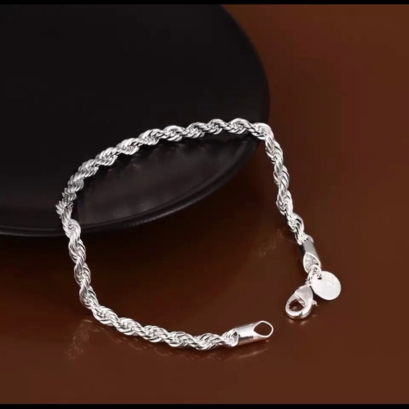STERLING SILVER .925 twisted chain bracelet - Picture 4 of 9
